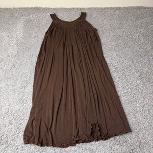 Wish Collection Brown Pleated Trapeze Dress Lettuce Edge Sleeveless Tunic Large